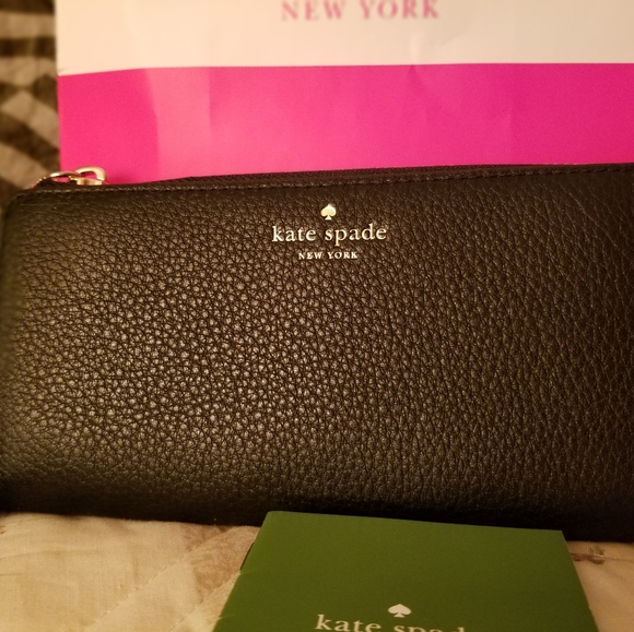 kate spade Handbags - COPY - Kate Spade Nisha Atwood Place black pebble leather zip wallet